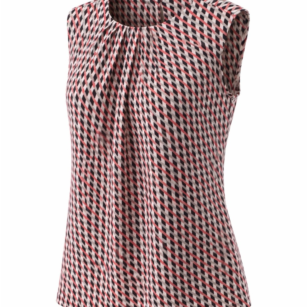Calvin Klein Black and Pink Diamond Print  Sleeves Blouse